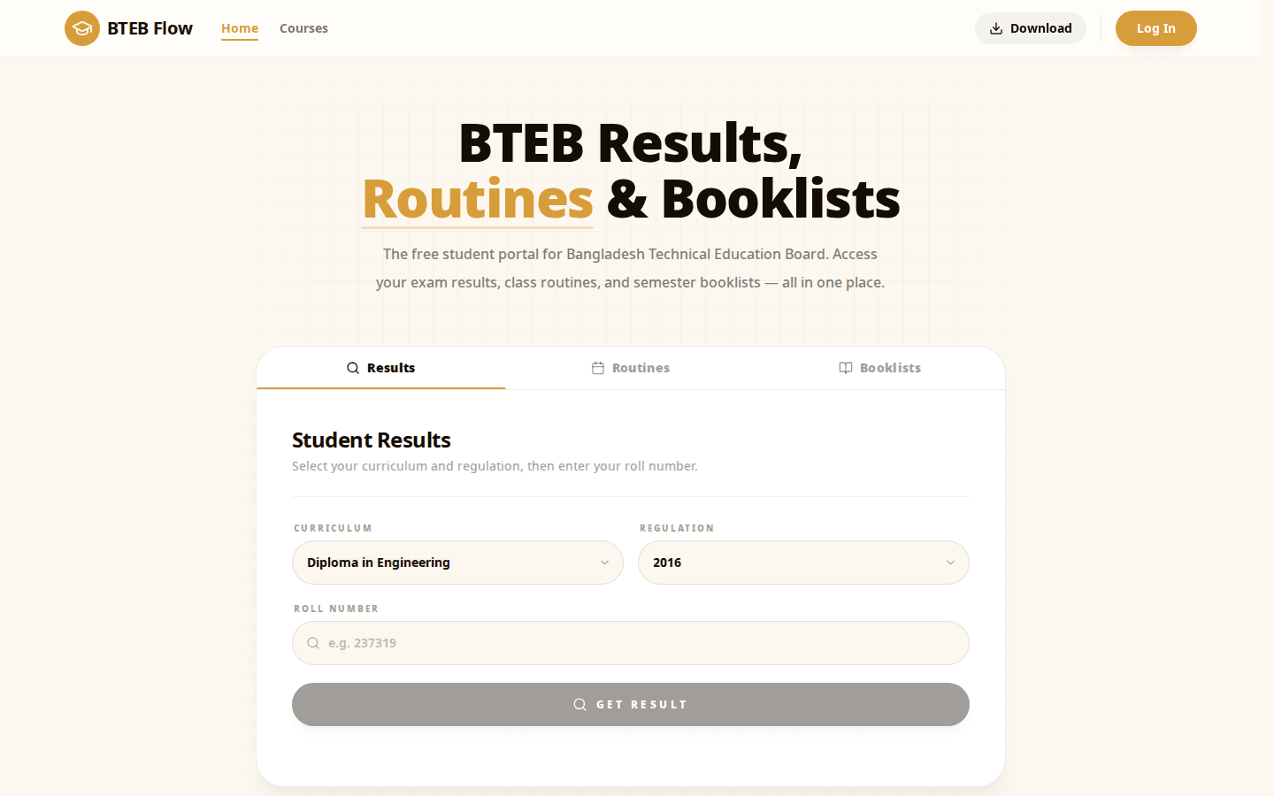 BTEB Flow student results portal